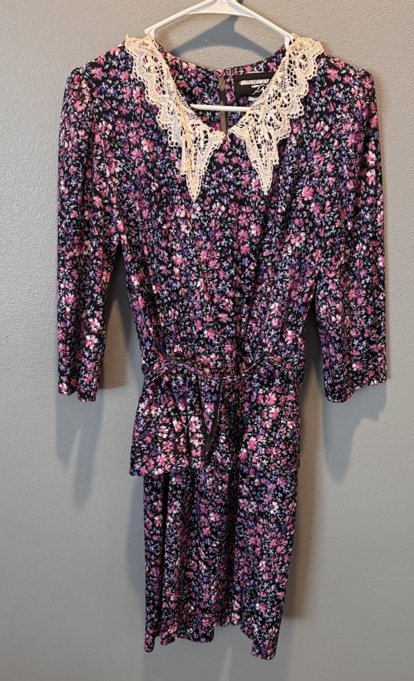 Vintage Whirlaway Women's Floral Lace Collared Dress Size 10P